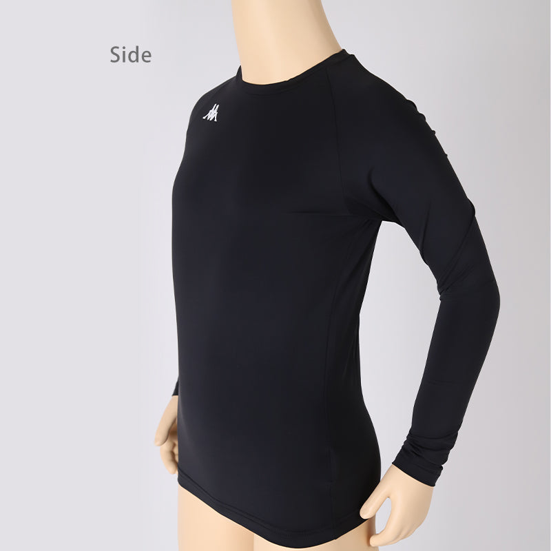 キッズ スポーツ 長袖 クルーネック ストレッチ 涼感 UVカット 130～170cm 子供 子ども 女の子 男の子 ジュニア インナー 黒 スポーツインナー
