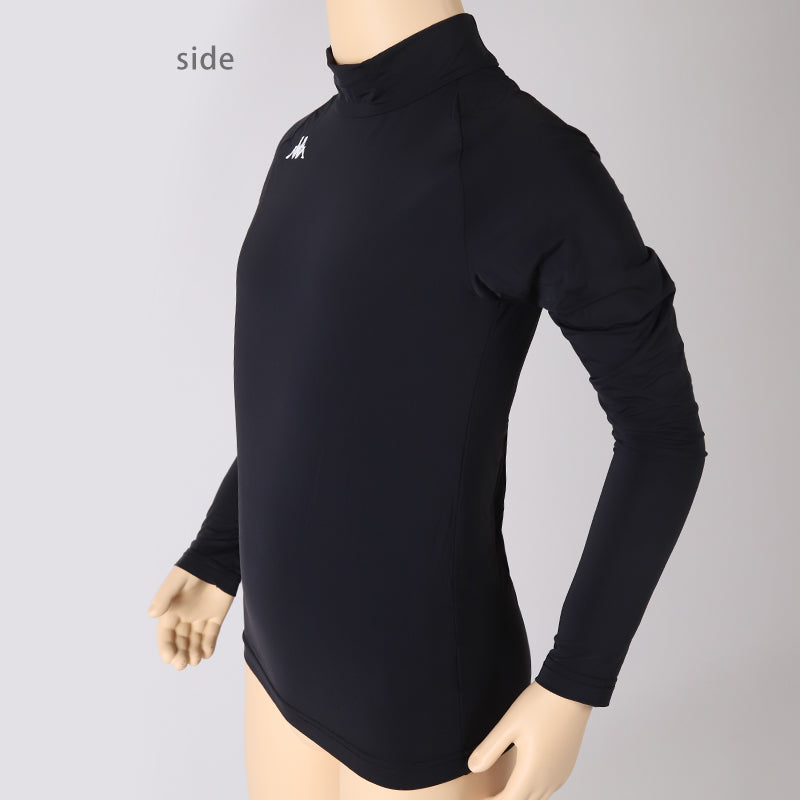 キッズ スポーツ 長袖 ハイネック ストレッチ 涼感 UVカット 130～170cm 子供 子ども 女の子 男の子 ジュニア インナー 黒 スポーツインナー