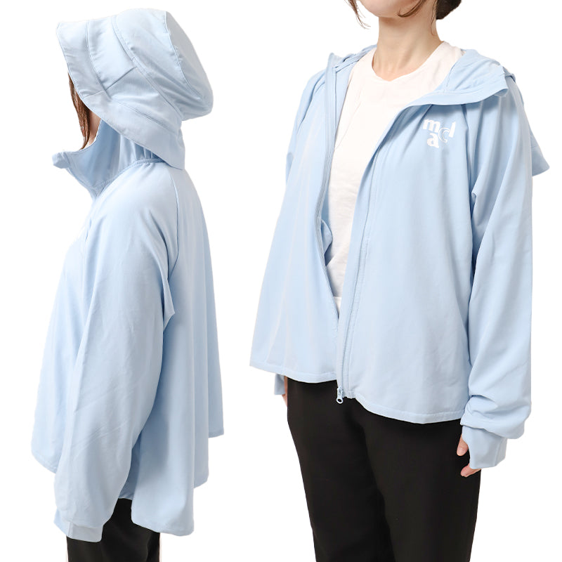 UVジャケット レディース 帽子付き UVカット パーカー 長袖 フード付き 紫外線対策 日焼け対策 軽量 M L LL ストレッチ 薄手 羽織り 冷房対策 無地