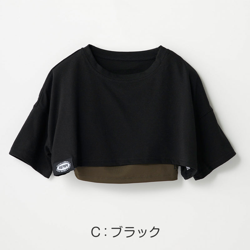 キャミブラ 短丈Tシャツ ダンス トレーニング 女の子 女子 かわいい シンプル repipi armario レピピアルマリオ 140～170cm トップス Tシャツ キャミ スポーティー (送料無料)