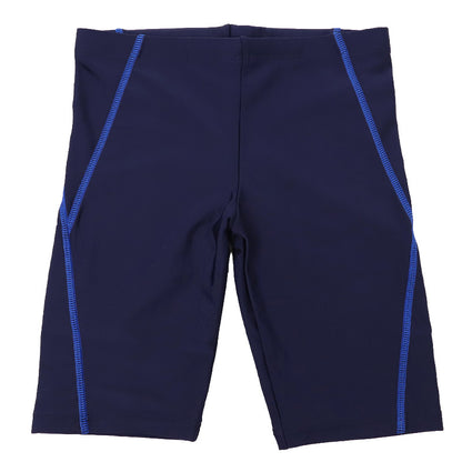 スクール水着 男の子 スイムパンツ キッズ ジュニア 120cm 130cm 140cm 150cm 160cm 170cm 小学生 中学生 男子 ボーイズ 子供 水着 男児 スパッツタイプ ロング丈 ステッチ UVカット ウエスト調節ヒモ アイロンゼッケン お名前タグ 前見頃裏地
