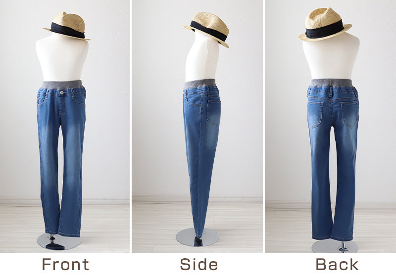 女の子 ストレッチデニム 長ズボン ロングパンツ ボトムス 140～160cm (ズボン パンツ ジーンズ ジーパン ボトム ガールズ ガール 女子 キッズ ジュニア 女児 子供 子供服 通学 デイリー) (在庫限り)