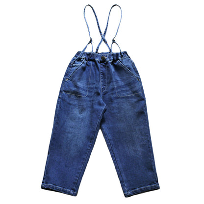 キッズ サロペット パンツ デニム 子供服 女の子 男の子 長ズボン ボトム ロングパンツ 90～160cm ジーパン ジーンズ ストレッチパンツ ズボン ジュニア こども かわいい カジュアル ボトムス 通園 通学 デイリー