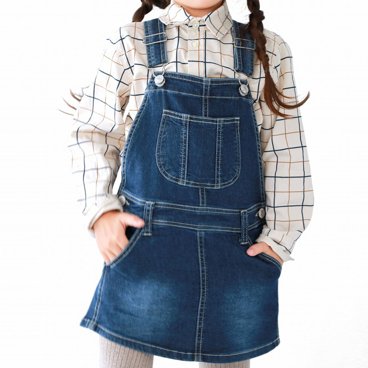 ジャンパースカート キッズ デニム ストレッチ ジャンスカ 子供服 女の子 ワンピース 80～160cm スカート 子供 ジュニア こども ボトムス 通園 通学 デイリー カジュアル