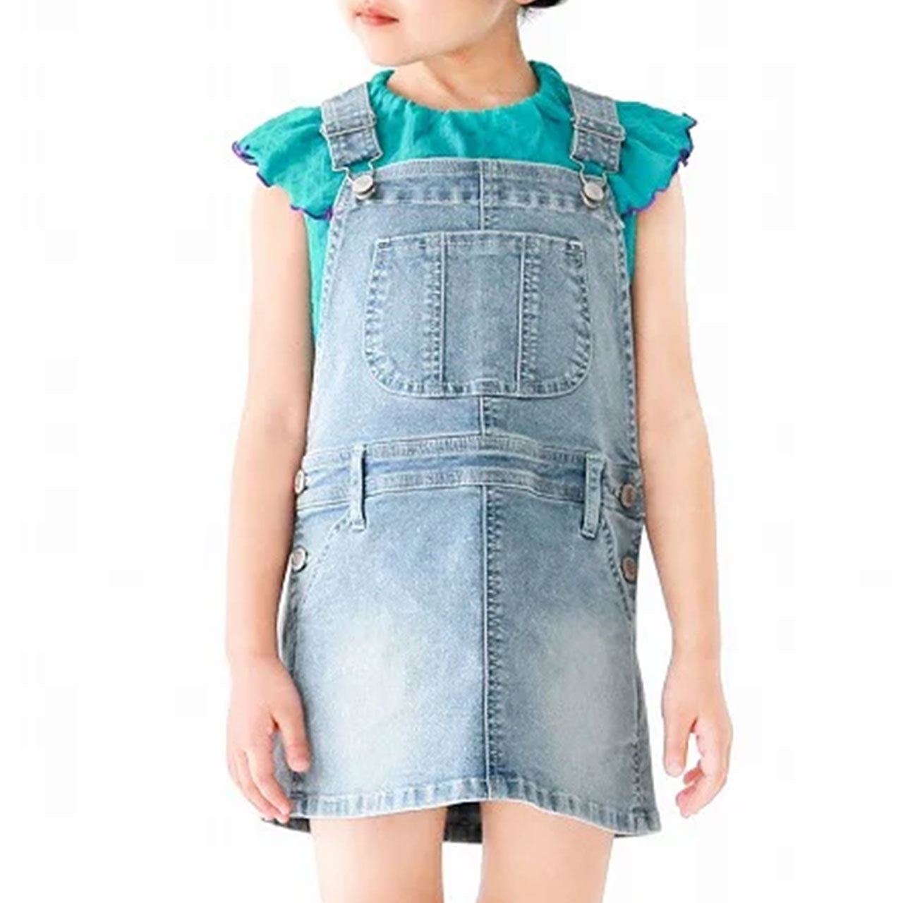 ジャンパースカート キッズ デニム ストレッチ ジャンスカ 子供服 女の子 ワンピース 80～160cm スカート 子供 ジュニア こども ボトムス 通園 通学 デイリー カジュアル