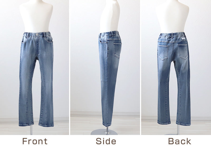 女の子 デニム ロングパンツ 長ズボン ボトムス 90～160cm (ストレッチパンツ ジーパン ジーンズ ストレッチ ズボン キッズ ジュニア こども 子供 子供服 ボトムス 通園 通学 デイリー) (在庫限り)