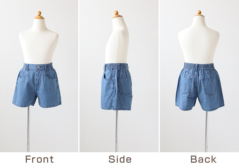 女の子 ショートパンツ デニム 綿100% キッズ 子供服 140～160cm 半ズボン 春 夏 パンツ ガールズ ガール 女子 ジュニア 女児 子供 ボトムス ボトム コットン 綿 通園 通学 デイリー (在庫限り)