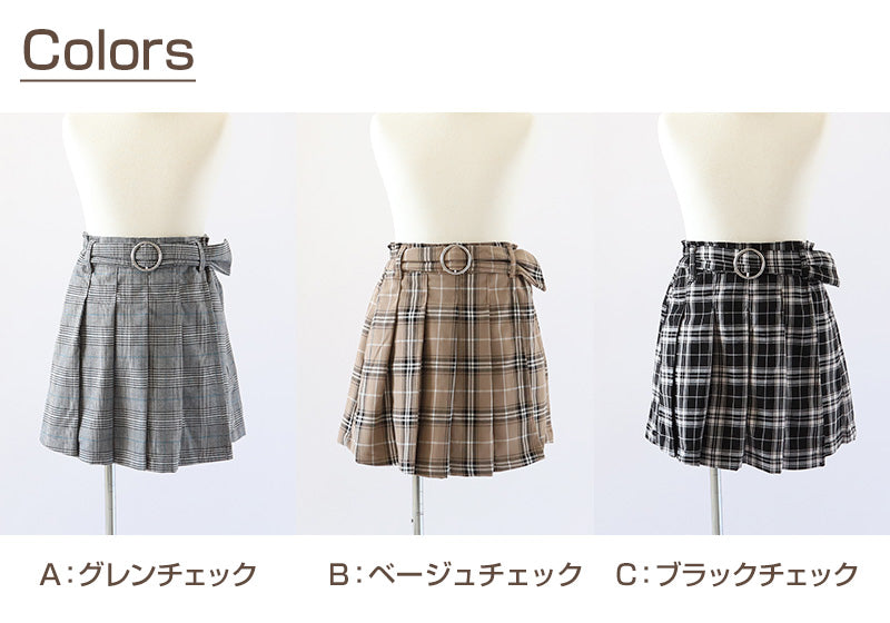 キッズ キュロットスカート パンツ 女の子 スカーチョ 140～160cm 子供 子供服 子ども服 秋服 冬服 ボトムス ジュニア チェック ガールズ ガール 女子 女児 ボトム (在庫限り)