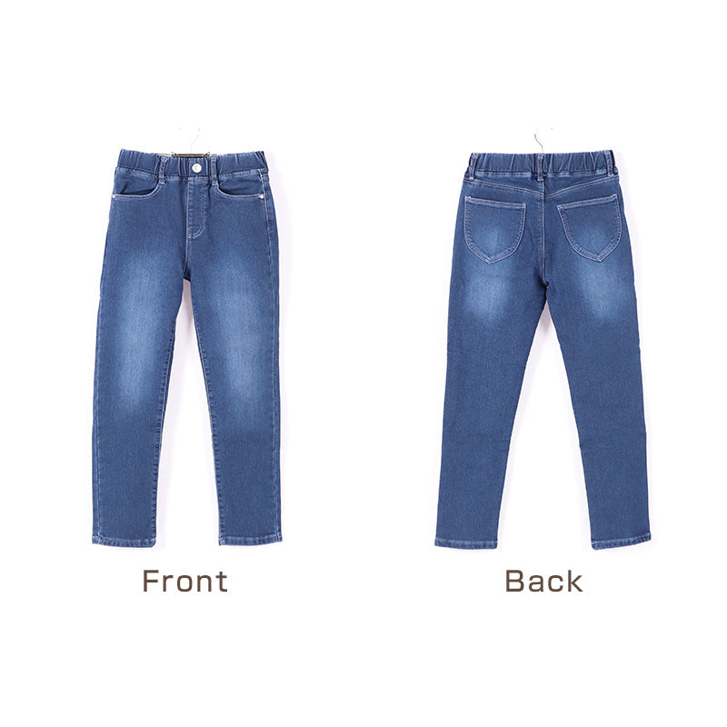 女の子 長ズボン 裏起毛 パンツ ズボン 140 150 160cm 秋 冬 秋冬 デニム ジーパン ジーンズ 黒 ブラック スリム 暖かい 女子 キッズ ジュニア 女児 子供 子供服 ボトムス 通園 通学 デイリー