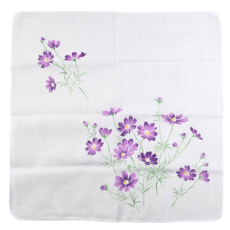 ガーゼハンカチ 大判 綿100% 日本製 2重ガーゼ 約45×45cm ハンドタオル 大人用ハンカチ ポケットハンカチ 赤ちゃん 大人 かわいい 柄入り おしゃれ コスモス ブルー ピンク パープル なでしこ ベージュ ふくろう ブラウン ギフト 出産祝い 保育園 幼稚園 通勤 通学
