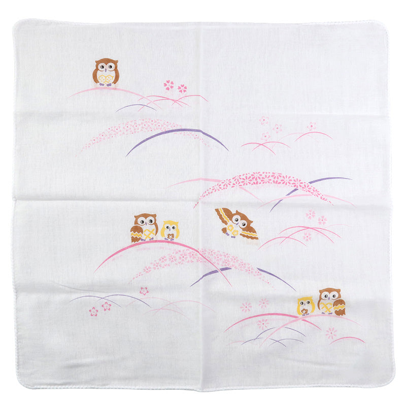 ガーゼハンカチ 大判 綿100% 日本製 2重ガーゼ 約45×45cm ハンドタオル 大人用ハンカチ ポケットハンカチ 赤ちゃん 大人 かわいい 柄入り おしゃれ コスモス ブルー ピンク パープル なでしこ ベージュ ふくろう ブラウン ギフト 出産祝い 保育園 幼稚園 通勤 通学