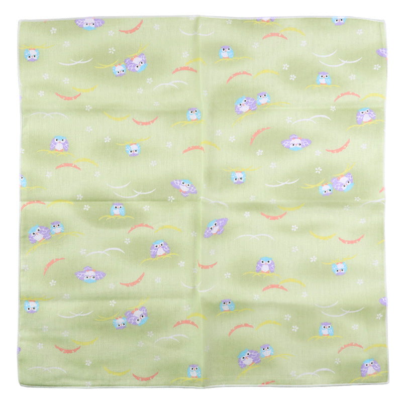 ガーゼハンカチ 大判 綿100% 日本製 2重ガーゼ 約43×43cm ハンドタオル 大人用ハンカチ 赤ちゃん 大人 かわいい 柄入り 和柄 シンプル ふくろう グリーン ピンク パープル うさぎ ブルー 紫陽花 クリーム 招き猫 薔薇 ギフト 出産祝い 保育園 幼稚園 通勤 通学