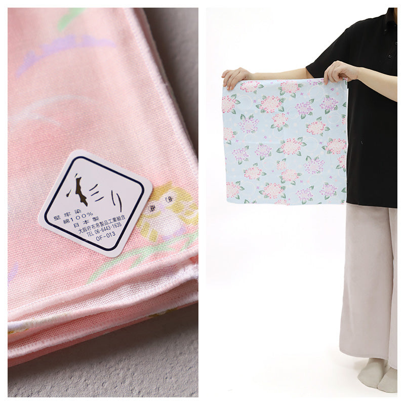 ガーゼハンカチ 大判 綿100% 日本製 2重ガーゼ 約43×43cm ハンドタオル 大人用ハンカチ 赤ちゃん 大人 かわいい 柄入り 和柄 シンプル ふくろう グリーン ピンク パープル うさぎ ブルー 紫陽花 クリーム 招き猫 薔薇 ギフト 出産祝い 保育園 幼稚園 通勤 通学
