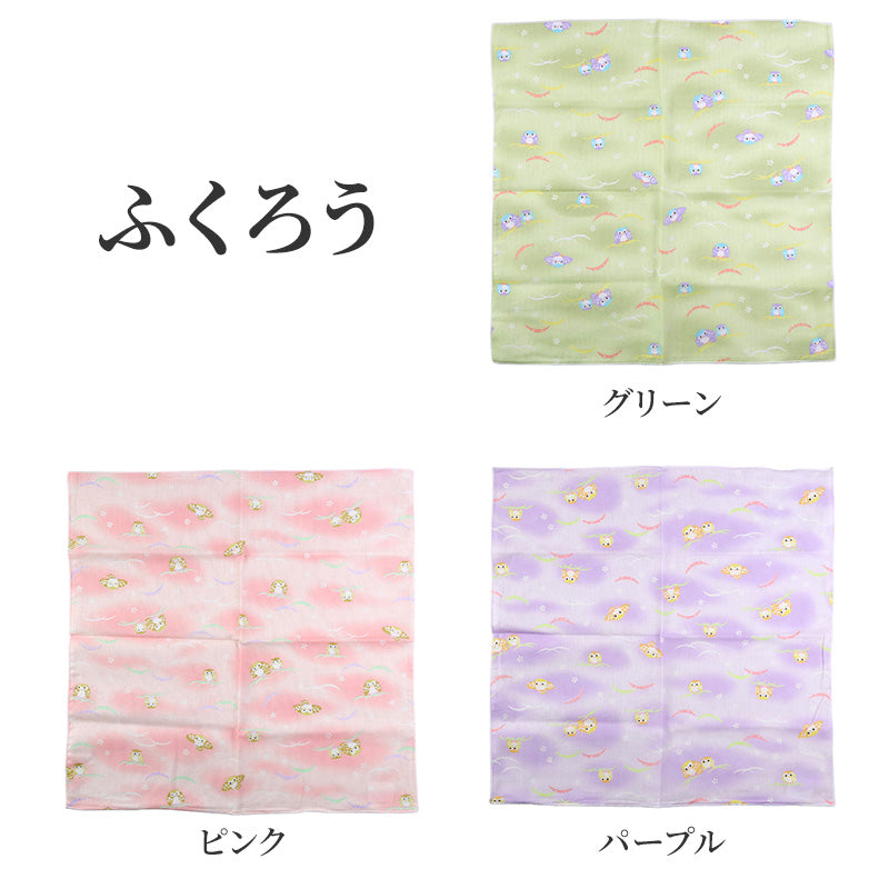 ガーゼハンカチ 大判 綿100% 日本製 2重ガーゼ 約43×43cm ハンドタオル 大人用ハンカチ 赤ちゃん 大人 かわいい 柄入り 和柄 シンプル ふくろう グリーン ピンク パープル うさぎ ブルー 紫陽花 クリーム 招き猫 薔薇 ギフト 出産祝い 保育園 幼稚園 通勤 通学