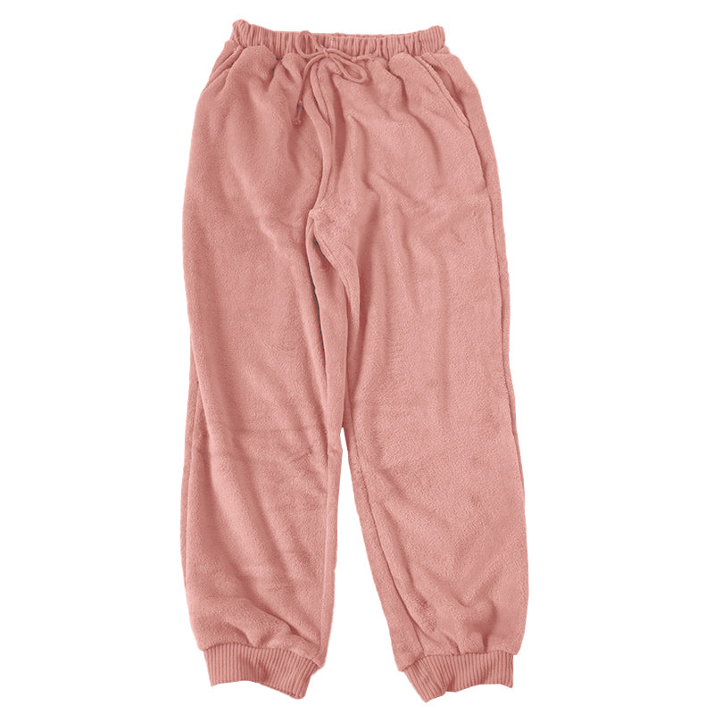 ルームパンツ レディース 冬 起毛 パジャマ ズボン かわいい あったかい ルームウェア 部屋着 M-L ジョガーパンツ ルームウエア ボトム パンツ やわらかい もこもこ 防寒対策 無地 シンプル 裾しぼり 婦人 女子 女性