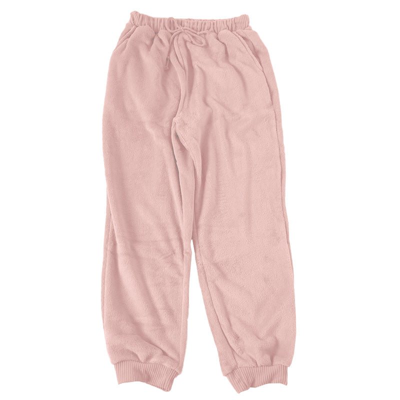 ルームパンツ レディース 冬 起毛 パジャマ ズボン かわいい あったかい ルームウェア 部屋着 M-L ジョガーパンツ ルームウエア ボトム パンツ やわらかい もこもこ 防寒対策 無地 シンプル 裾しぼり 婦人 女子 女性