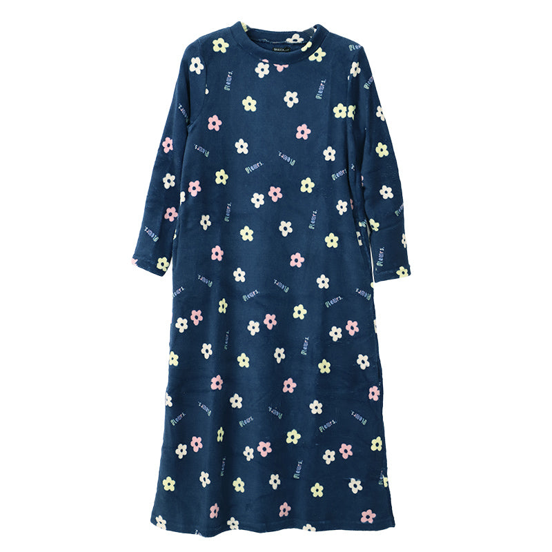 ルームウェア ワンピース 冬 長袖 レディース ルームウエア 部屋着 パジャマ かわいい あったかい M-L もこもこ 柄 起毛 ボーダー チェック 猫 ハリネズミ 花 無地 女性 女子 防寒対策 やわらかい