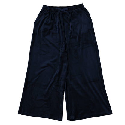ルームパンツ レディース ワイドパンツ 秋 冬 ルームウエア パジャマ 長ズボン 薄手 起毛 伸縮性  M L ベロア のびのび 部屋着 スウェット 女性 婦人 やわらかい