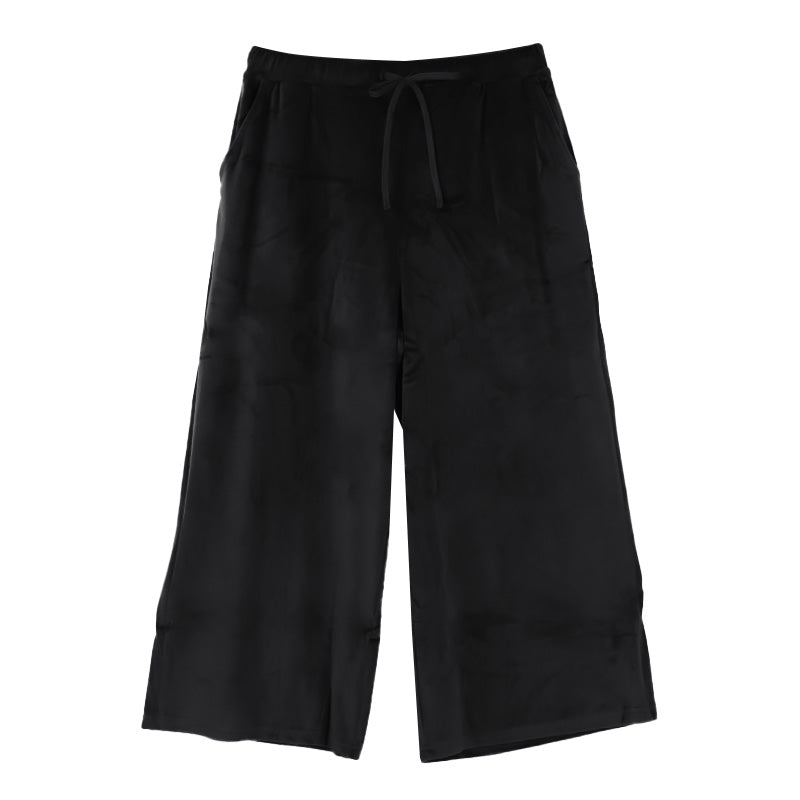 ルームウエア ワイドパンツ レディース 秋 冬 パジャマ 薄手 起毛 伸縮性  M L ベロア のびのび 部屋着 スウェット 女性 婦人 やわらかい 長ズボン 黒 紺 ピンク ベージュ