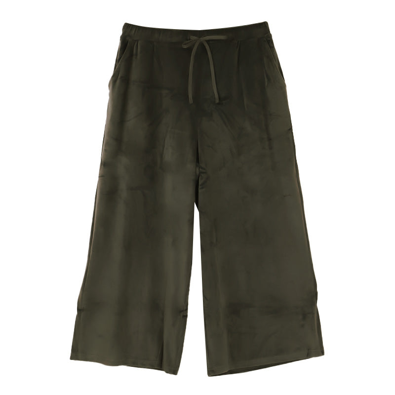 ルームウエア ワイドパンツ レディース 秋 冬 パジャマ 薄手 起毛 伸縮性  M L ベロア のびのび 部屋着 スウェット 女性 婦人 やわらかい 長ズボン 黒 紺 ピンク ベージュ