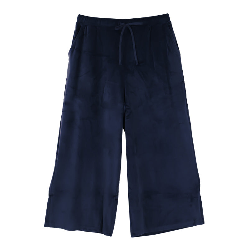 ルームウエア ワイドパンツ レディース 秋 冬 パジャマ 薄手 起毛 伸縮性  M L ベロア のびのび 部屋着 スウェット 女性 婦人 やわらかい 長ズボン 黒 紺 ピンク ベージュ