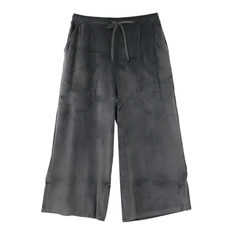 ルームウエア ワイドパンツ レディース 秋 冬 パジャマ 薄手 起毛 伸縮性  M L ベロア のびのび 部屋着 スウェット 女性 婦人 やわらかい 長ズボン 黒 紺 ピンク ベージュ