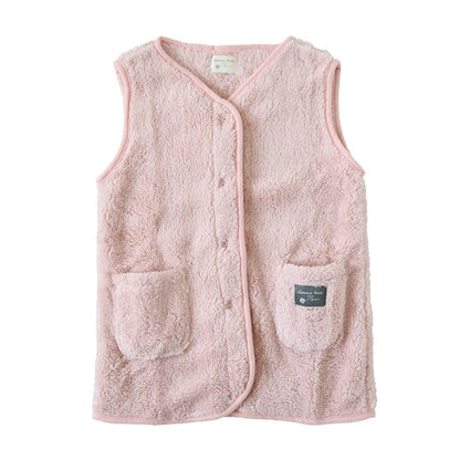 キッズ スリーパー もこもこ 冬 シープタッチ ベスト ノースリーブ 100-130cm 着る毛布 子供 男の子 女の子 ボア 袖なし 前開き 暖かい 防寒 寒さ対策 子供服 ルームウェア パジャマ あったか 100 110 120 130