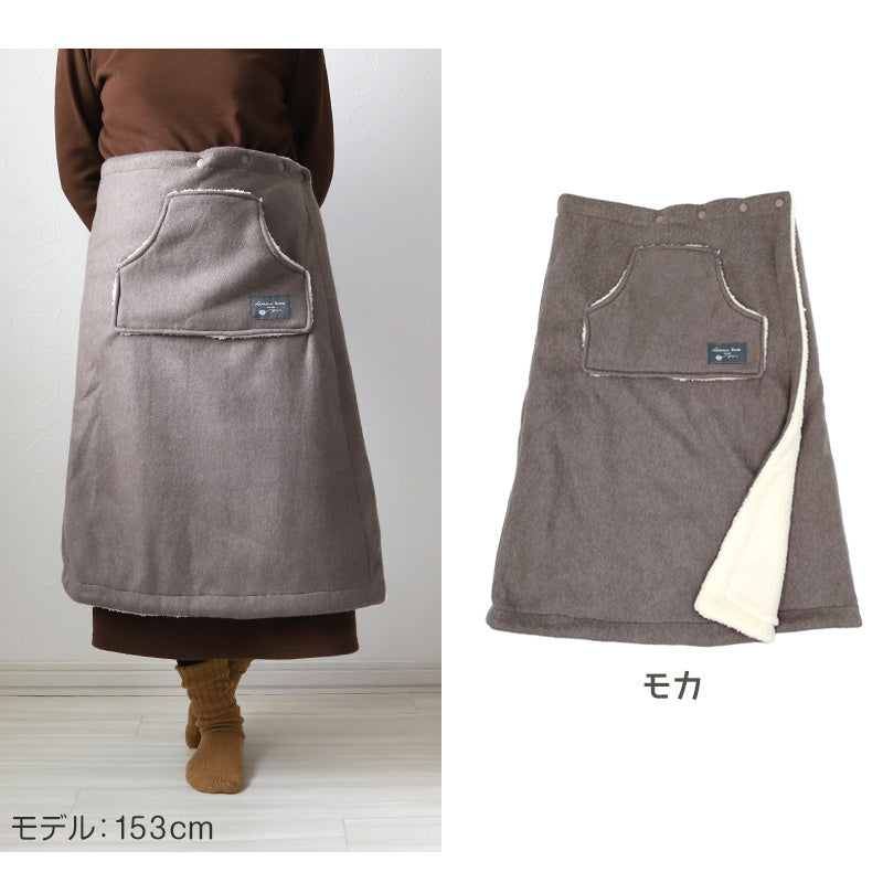 巻きスカート 防寒 ラップスカート 裏ボア ボア 撥水 スカート 裏起毛 M-L 巻スカート あったか ひざ掛け 可愛い かわいい ひざかけ ブランケット ポケット付き もこもこ ふわふわ 冬 冷え対策 無地 毛布 (在庫限り)