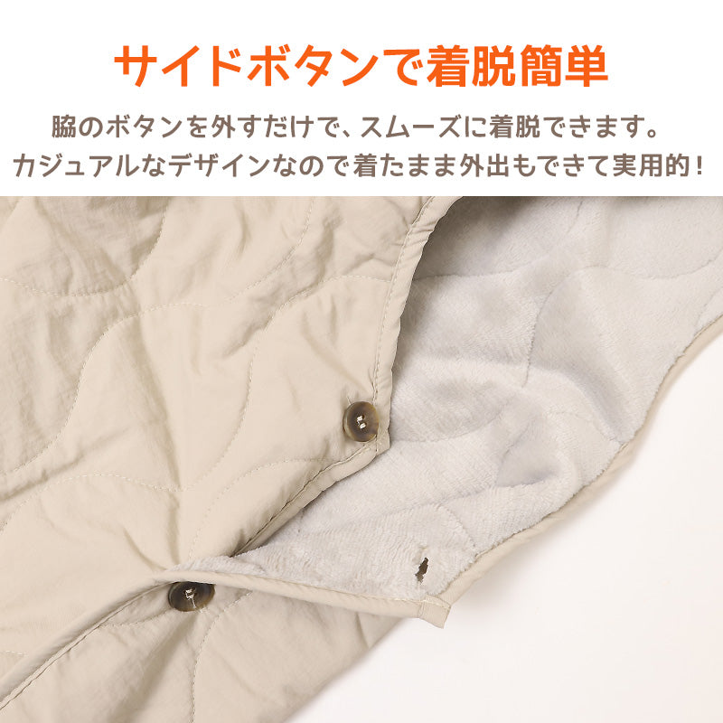 エプロン 暖かい 裏フリース 撥水 おしゃれ レディース 羽織り キルト アウター M-L 冬 実用的 シンプル 無地 可愛い ノースリーブ 防寒 家事 キッチン ガーデニング 水回り キルティング h型 ロングベスト