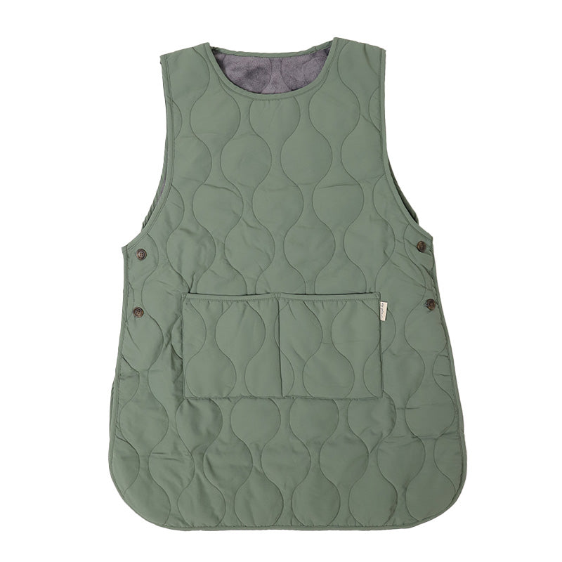 エプロン 暖かい 裏フリース 撥水 おしゃれ レディース 羽織り キルト アウター M-L 冬 実用的 シンプル 無地 可愛い ノースリーブ 防寒 家事 キッチン ガーデニング 水回り キルティング h型 ロングベスト