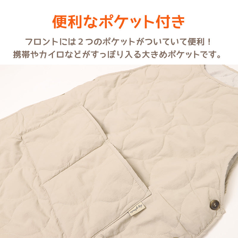 エプロン 暖かい 裏フリース 撥水 おしゃれ レディース 羽織り キルト アウター M-L 冬 実用的 シンプル 無地 可愛い ノースリーブ 防寒 家事 キッチン ガーデニング 水回り キルティング h型 ロングベスト