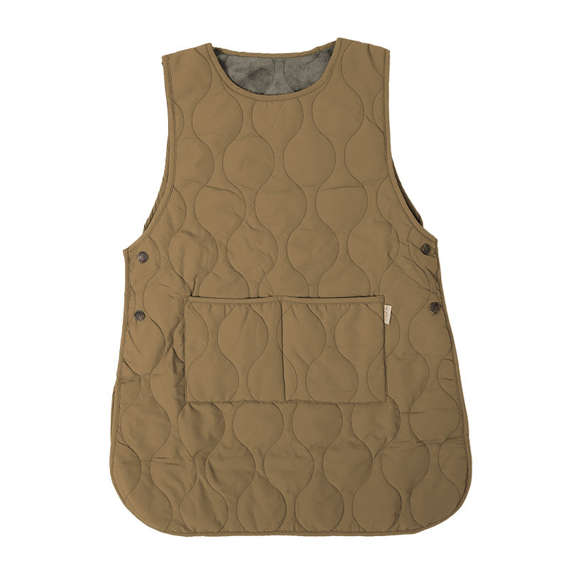 エプロン 暖かい 裏フリース 撥水 おしゃれ レディース 羽織り キルト アウター M-L 冬 実用的 シンプル 無地 可愛い ノースリーブ 防寒 家事 キッチン ガーデニング 水回り キルティング h型 ロングベスト