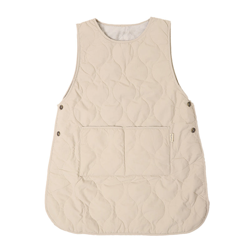 エプロン 暖かい 裏フリース 撥水 おしゃれ レディース 羽織り キルト アウター M-L 冬 実用的 シンプル 無地 可愛い ノースリーブ 防寒 家事 キッチン ガーデニング 水回り キルティング h型 ロングベスト