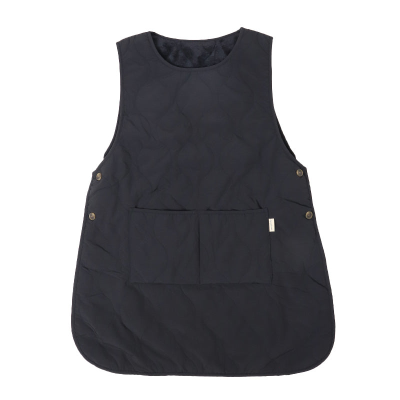 エプロン 暖かい 裏フリース 撥水 おしゃれ レディース 羽織り キルト アウター M-L 冬 実用的 シンプル 無地 可愛い ノースリーブ 防寒 家事 キッチン ガーデニング 水回り キルティング h型 ロングベスト