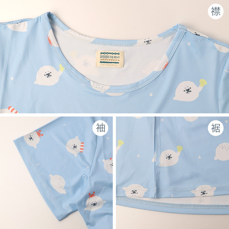 ルームワンピース 冷感 レディース 接触冷感 ワンピース 夏 パジャマ 部屋着 M-L 半袖 ゆったり ひんやり ルームウェア サマーワンピース ナイトウェア 可愛い 動物柄 スイーツ柄 おしゃれ 涼しい 部屋着 リラックス おうち時間