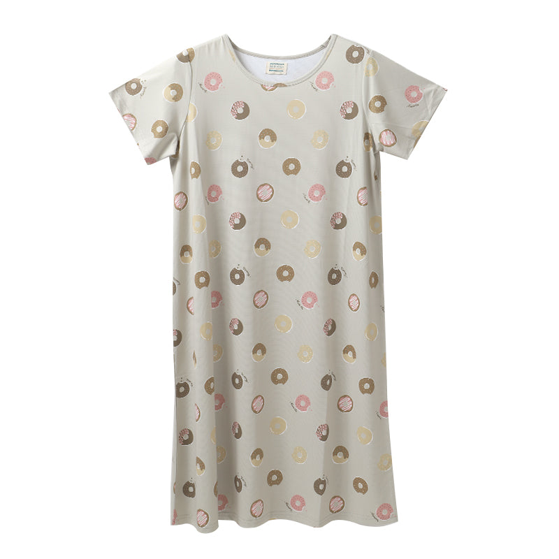 ルームワンピース 冷感 レディース 接触冷感 ワンピース 夏 パジャマ 部屋着 M-L 半袖 ゆったり ひんやり ルームウェア サマーワンピース ナイトウェア 可愛い 動物柄 スイーツ柄 おしゃれ 涼しい 部屋着 リラックス おうち時間