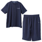 メンズ パジャマ 半袖 ハーフパンツ クロコダイル ニット楊柳 クレープ M L LL Tスーツ 上下セット ヘンリーネック 夏 春夏 涼しい さらっと 肌離れ ゆったり 軽い 部屋着 ルームウェア 寝間着 紳士 男性 父の日 ギフト 半ズボン 夏用 リラックス