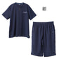メンズ パジャマ 半袖 ハーフパンツ クロコダイル ニット楊柳 クレープ M L LL Tスーツ 上下セット ヘンリーネック 夏 春夏 涼しい さらっと 肌離れ ゆったり 軽い 部屋着 ルームウェア 寝間着 紳士 男性 父の日 ギフト 半ズボン 夏用 リラックス