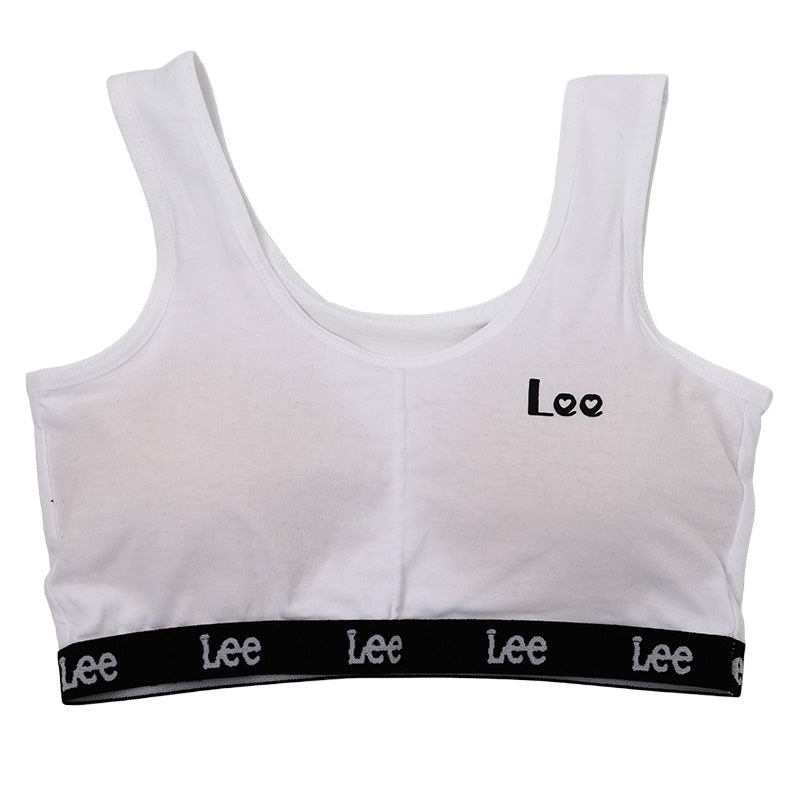 女児 ブラジャー ハーフトップ カップ付き Lee 綿混 吸水速乾 ソフトブラ ジュニアブラ キッズブラ 140cm 150cm 160cm 165cm ガールズ 下着 インナー ジュニア 女の子 小学生 中学生 高校生 ティーン スクールインナー 通学 体育 運動 部活 汗対策