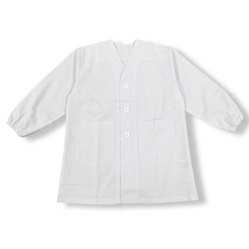 給食スモック 白 子供用 給食着 学校 120 140 160 給食用スモック キッズ 白スモック 学校用 衛生着 前開き ボタン 袖ゴム 洗える シワになりにくい 無地 小学生 中学生 幼稚園 保育園 通学 給食当番 調理実習 前ボタン 学校準備