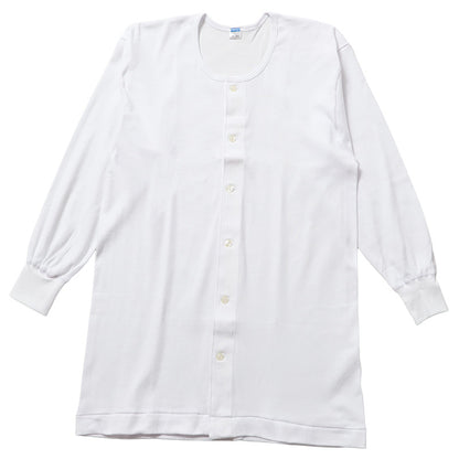 紳士 インナー 綿100％ 長袖 前開き シャツ メンズ 肌着 下着 日本製 CARON キャロン M L ボタン付き 白 綿 コットン ベーシックインナー 紳士肌着 袖口切替 前あき 着替えやすい 快適 男性用インナー メンズインナー 紳士下着 肌着シャツ 綿素材