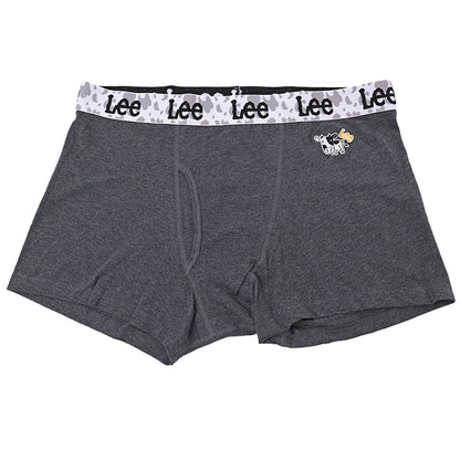 ボクサーパンツ メンズ 大きいサイズ 綿混 ストレッチ 前開き ボクサーブリーフ Lee リー コットン 伸縮 4L 5L ウエストゴム 大寸 ワンポイント うし柄 牛柄 刺繍 男性 紳士 下着 インナー アンダーウェア おしゃれ カジュアル デイリー 普段使い