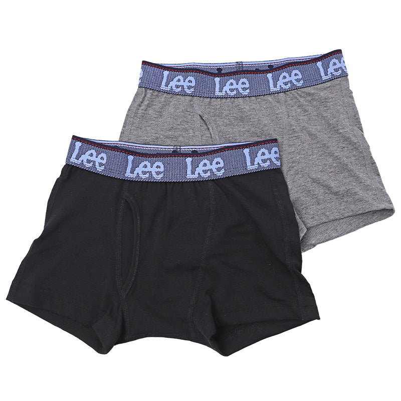 キッズ ボクサーパンツ Lee リー 男の子 2枚組 前開き 綿混 ストレッチ ボクサーブリーフ 子供 下着 男児 ジュニア 140cm 150cm 160cm パンツ インナー ボーイズ ショート丈 小学生 中学生 子ども こども 肌着 ブランド ロゴ 通学 学校 スクール