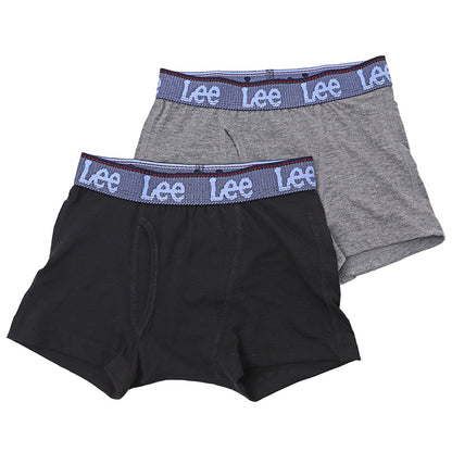 キッズ ボクサーパンツ Lee リー 男の子 2枚組 前開き 綿混 ストレッチ ボクサーブリーフ 子供 下着 男児 ジュニア 140cm 150cm 160cm パンツ インナー ボーイズ ショート丈 小学生 中学生 子ども こども 肌着 ブランド ロゴ 通学 学校 スクール