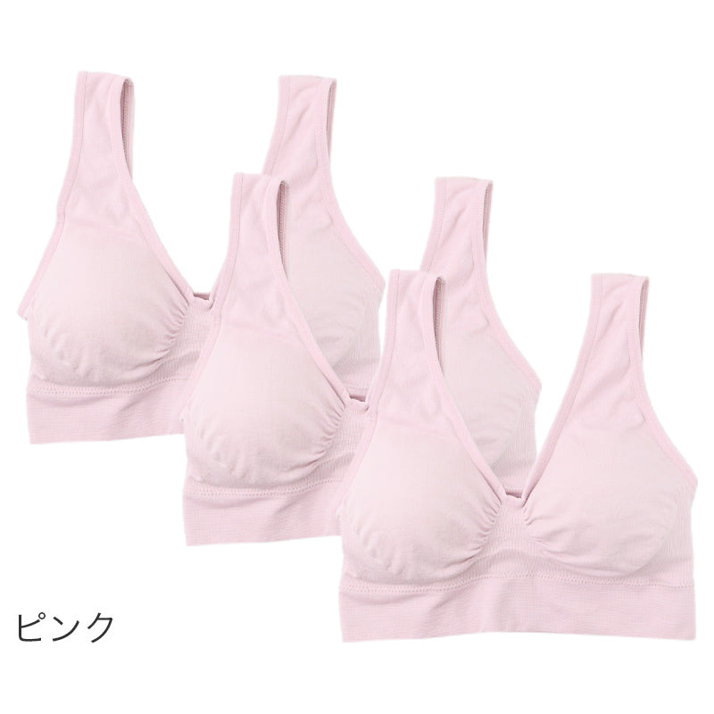 ノンワイヤーブラ レディース ナイトブラ ブラジャー ストレッチ 伸縮 3枚組 M L LL 3L 取り外しパッド 360度伸びる 楽ちん 痛くない 快適 インナー 下着 おやすみブラ リラックスブラ ハーフトップ 伸びる 伸縮性 産前 産後 マタニティ