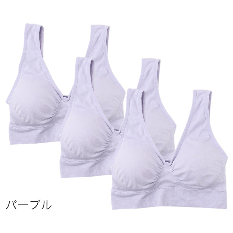 ノンワイヤーブラ レディース ナイトブラ ブラジャー ストレッチ 伸縮 3枚組 M L LL 3L 取り外しパッド 360度伸びる 楽ちん 痛くない 快適 インナー 下着 おやすみブラ リラックスブラ ハーフトップ 伸びる 伸縮性 産前 産後 マタニティ