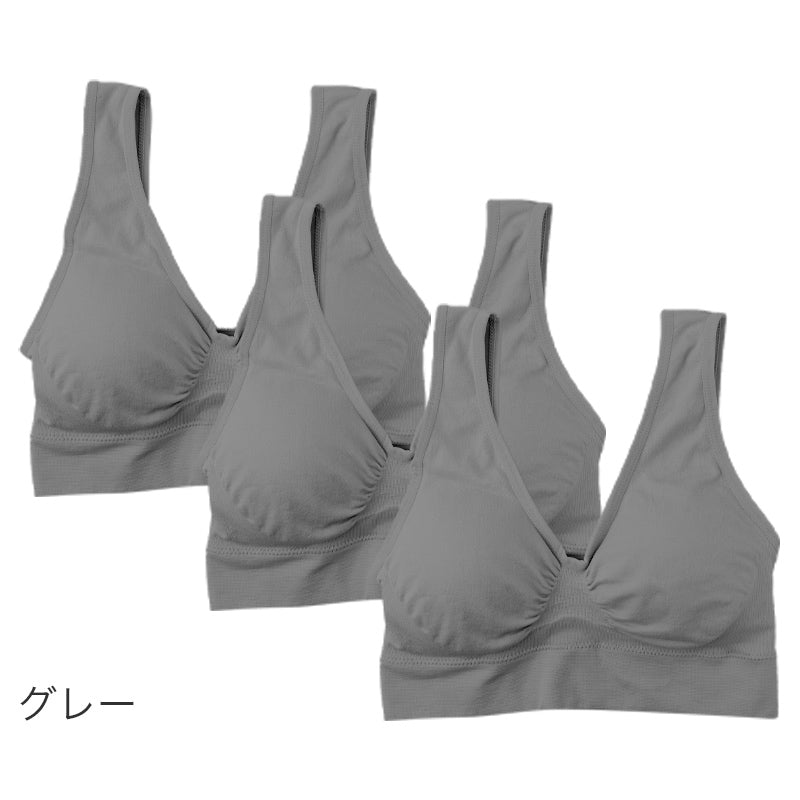 ノンワイヤーブラ レディース ナイトブラ ブラジャー ストレッチ 伸縮 3枚組 M L LL 3L 取り外しパッド 360度伸びる 楽ちん 痛くない 快適 インナー 下着 おやすみブラ リラックスブラ ハーフトップ 伸びる 伸縮性 産前 産後 マタニティ