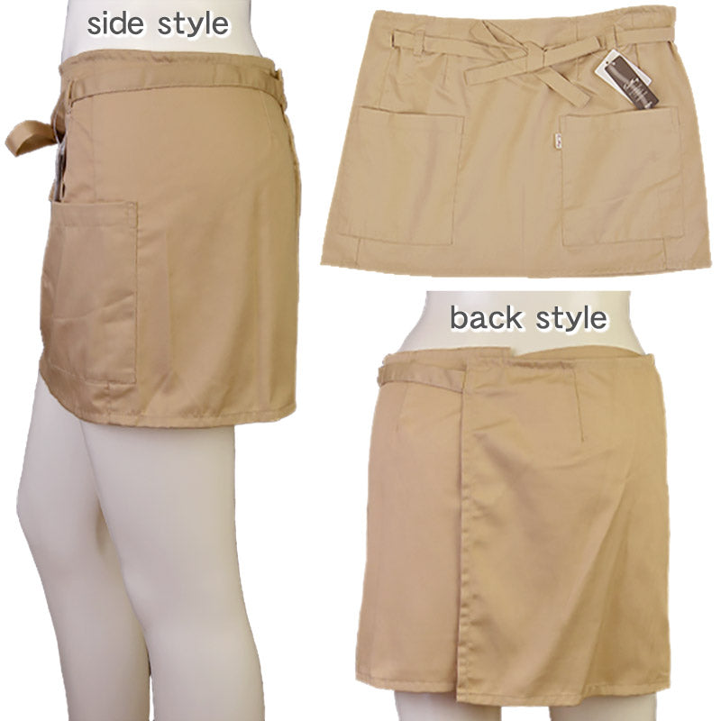 女性用 SOMETHING 両サイドポケット付き ギャルソン ショート丈 フリーサイズ (サムシング レディース 腰巻 紐 キッチン) (キッチン) (在庫限り)