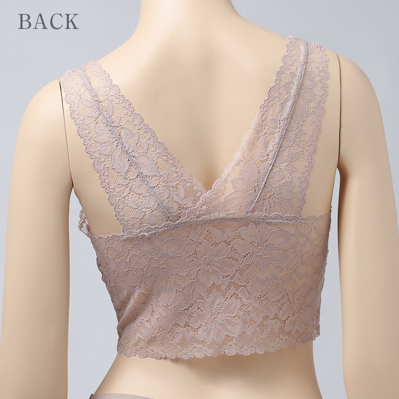 総レース ノンワイヤーブラ レディース ブラジャー ブラ 下着 肌着 花柄レース M L LL ストレッチ 伸縮 柔らかカップ パッドなし ワイヤーなし カップ裏綿 かぶりタイプ 楽ちん おしゃれ 上品 かわいい 婦人 女性 軽い着け心地 (取寄せ)