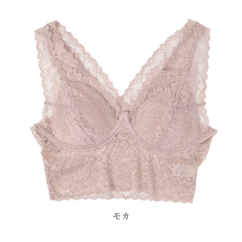 総レース ノンワイヤーブラ レディース ブラジャー ブラ 下着 肌着 花柄レース M L LL ストレッチ 伸縮 柔らかカップ パッドなし ワイヤーなし カップ裏綿 かぶりタイプ 楽ちん おしゃれ 上品 かわいい 婦人 女性 軽い着け心地 (取寄せ)